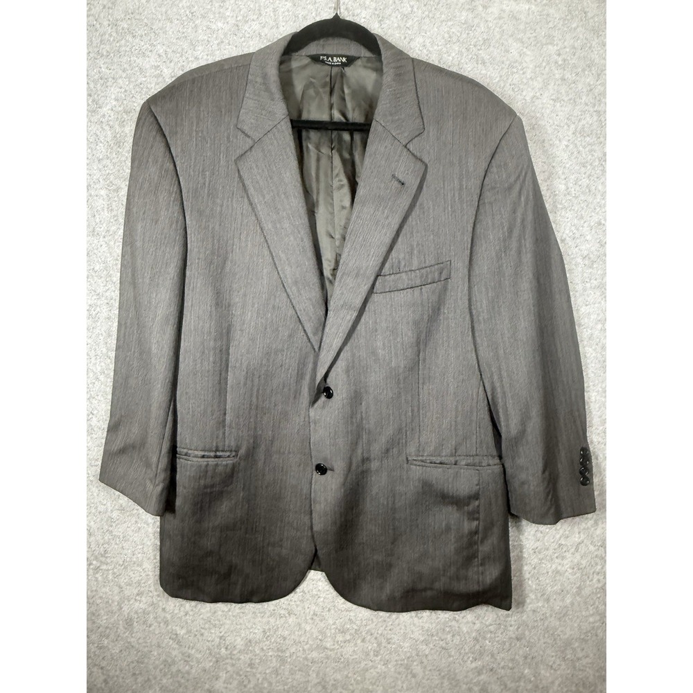 Jos. A. Bank Signature Gray Herringbone Wool Suit Jacket 46S 2-Button Notch